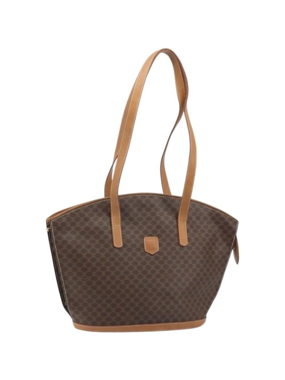 CELINE Macadam Canvas Tote Bag PVC Leather Brown Gold
